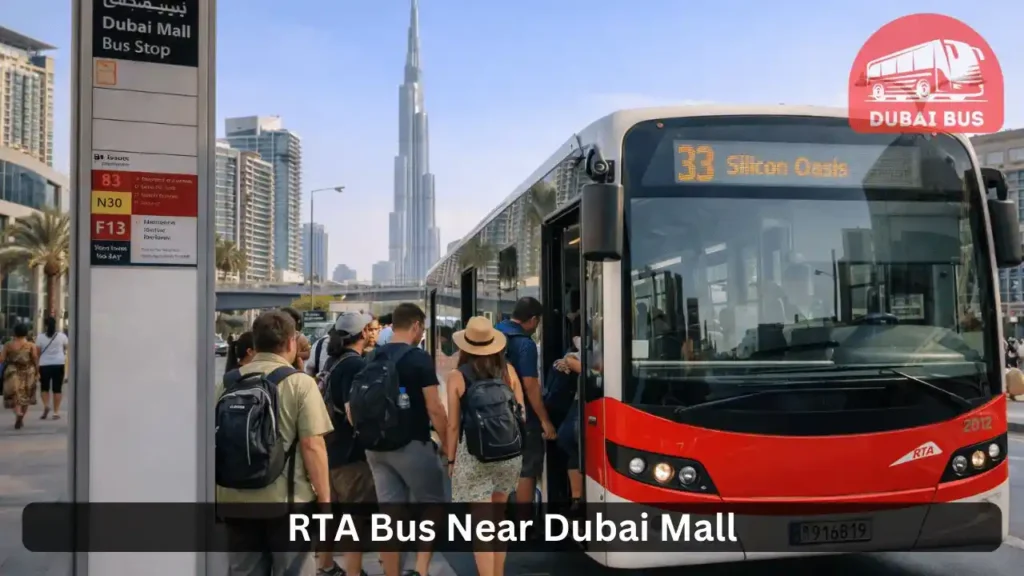 Dubai RTA bus stopping near Dubai Mall