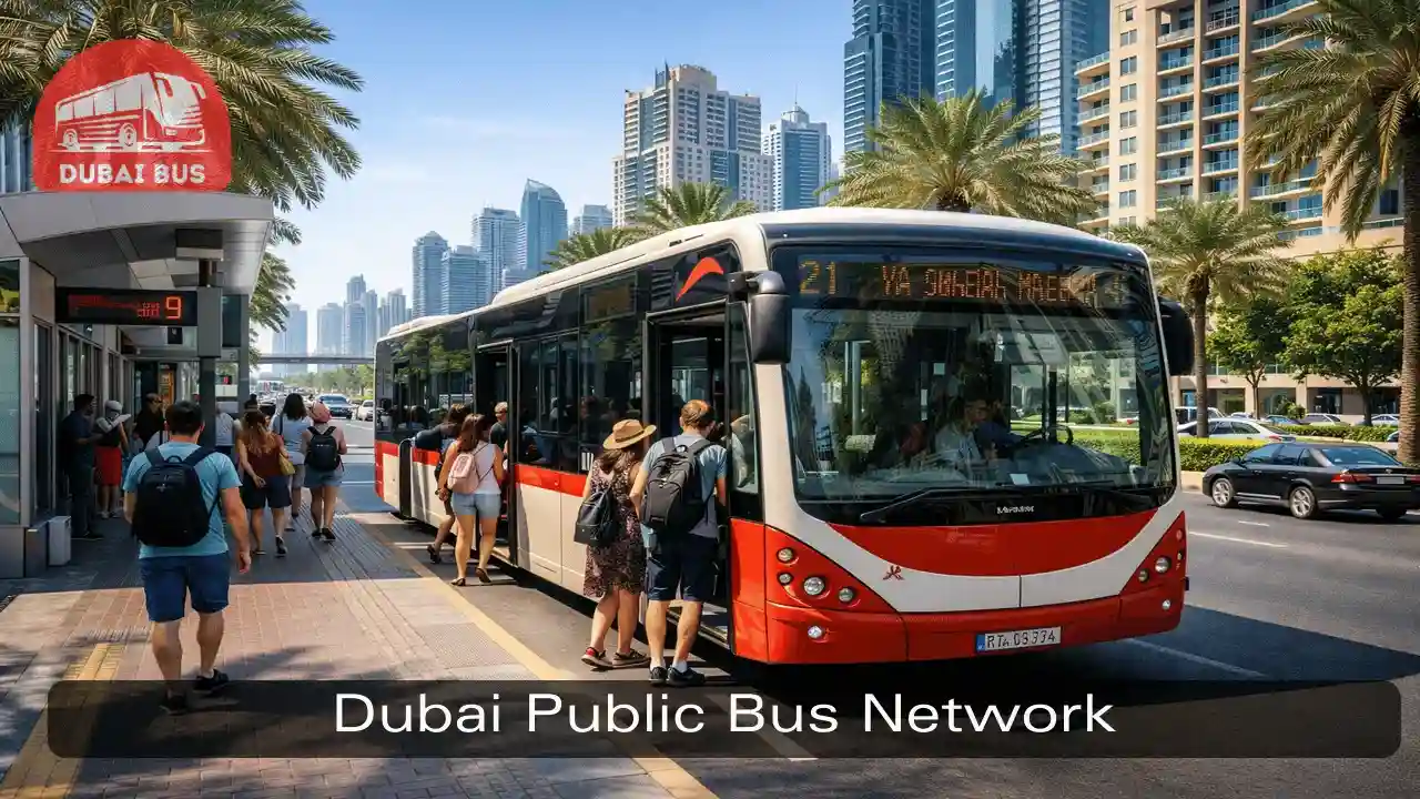 Dubai public bus system used by tourists for affordable transport in Dubai