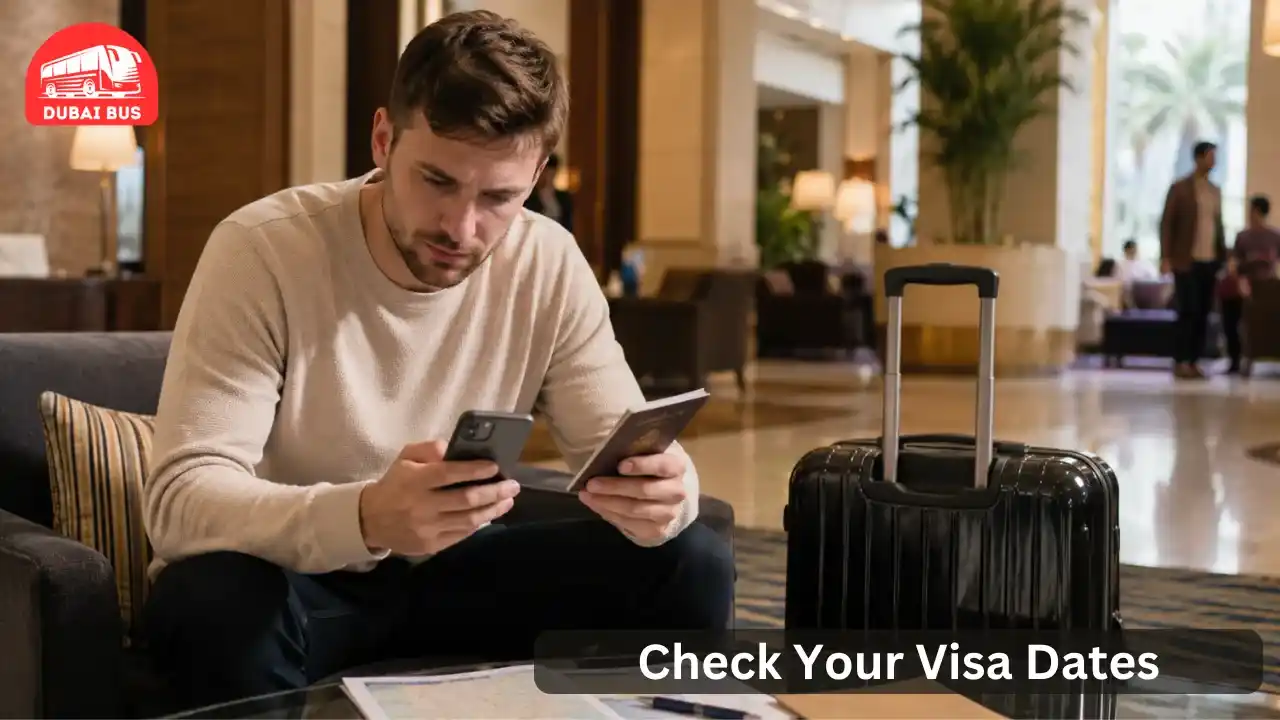 Tourist checking UAE visa expiry date to avoid overstay penalties in Dubai