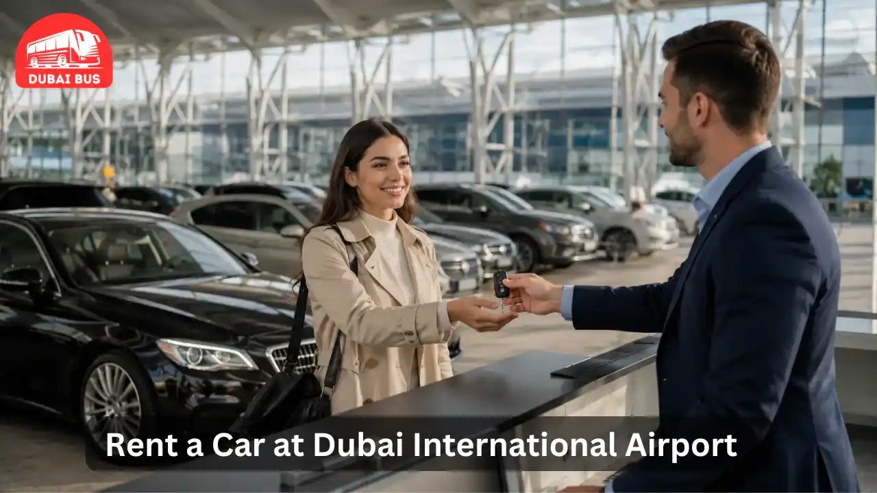 Rental car collection at Dubai Airport