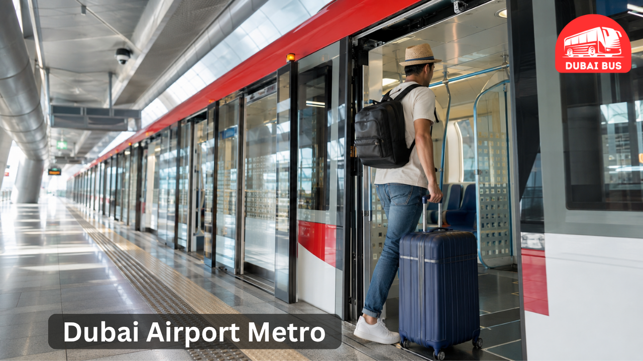 Tourist using Dubai Metro from Dubai International Airport